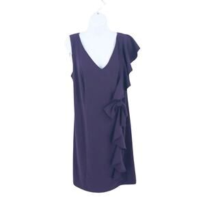 Sandra Darren Purple Ruffle & Bow Accent Plus Size Dress Sz 16